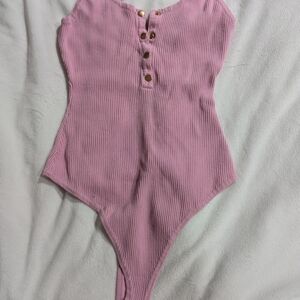 Love Tree Pink Ribbed Bodysuit